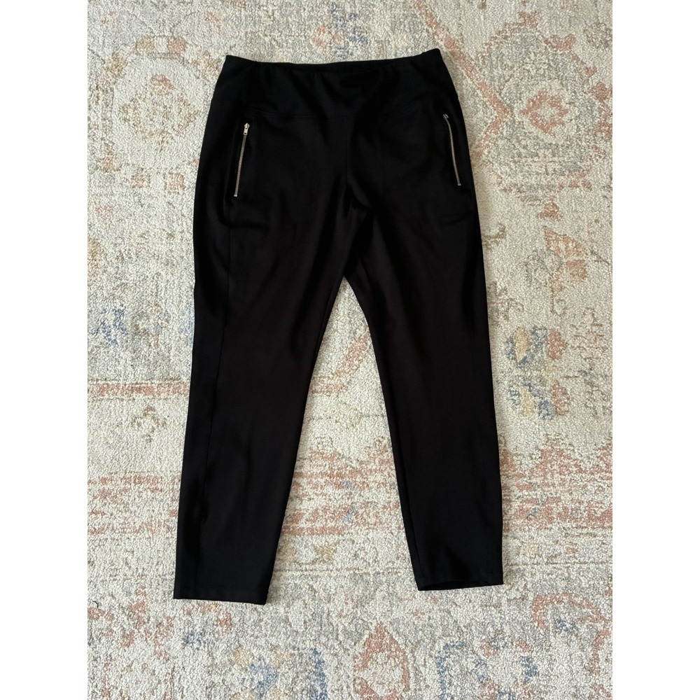 Jones & Co Black Pants Slim-Front Zip Pockets Career Dress Slacks Size L